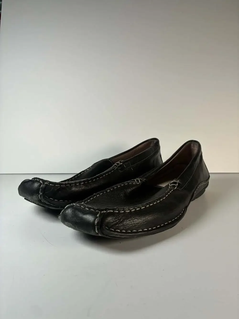 Franco Fortini Men's Black Leather Moccasin Loafers